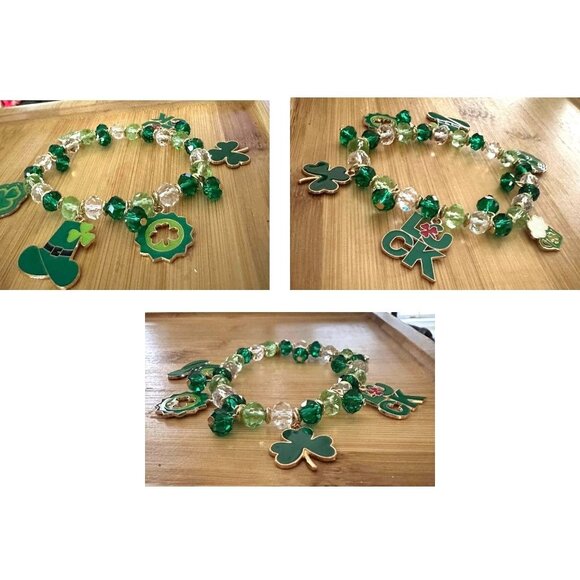 St Patricks Day Charm Bracelet Stretch Shamrocks Luck Leprechaun Hat Bee… - Picture 9 of 12